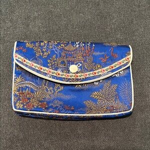 Elegant Blue Floral Clutch